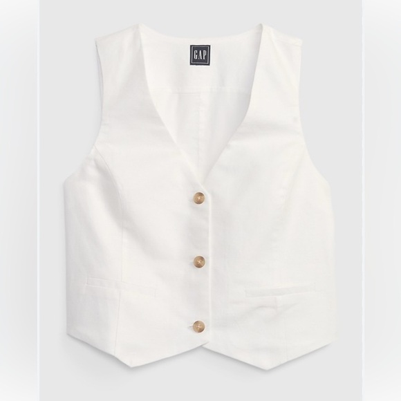 GAP Linen Button-Up Vest - Picture 1 of 4